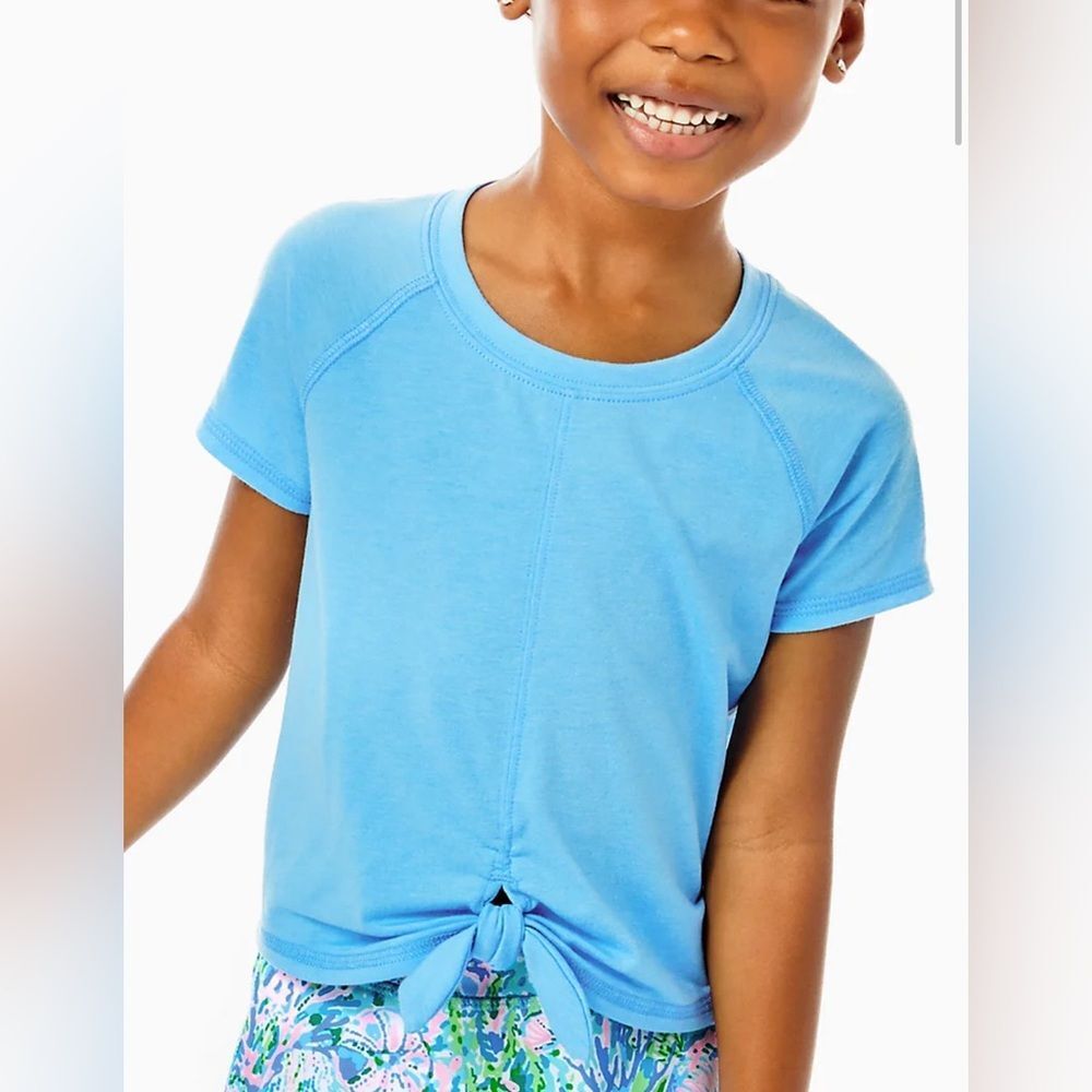 Lilly Pulitzer Luxletic Mini Kiera ActiveTee in Frenchie Blue Size XL